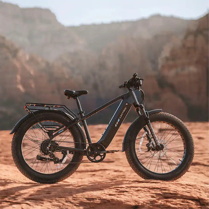 Lectric eBikes XPeak2 High-Step Long-Range eBike (Max 80mi. Range/28mph Speed) + Rear Rack, Fenders, Headlight, Suspension Seat Post - Tempest Grey