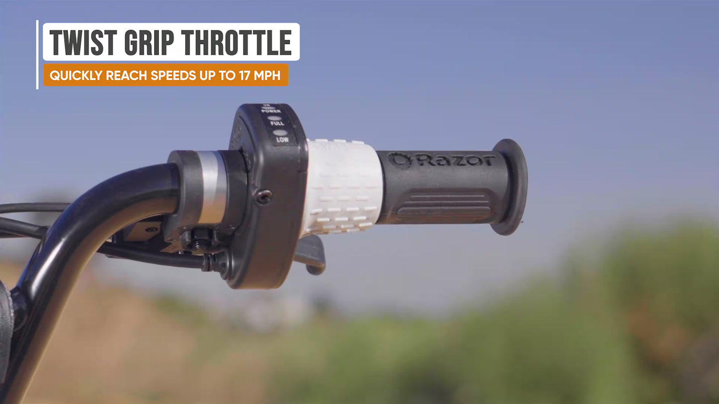 Razor MX650 Dirt Rocket eBike w/ 10 miles Max Operating Range and 17 mph Max Speed - Black/Teal