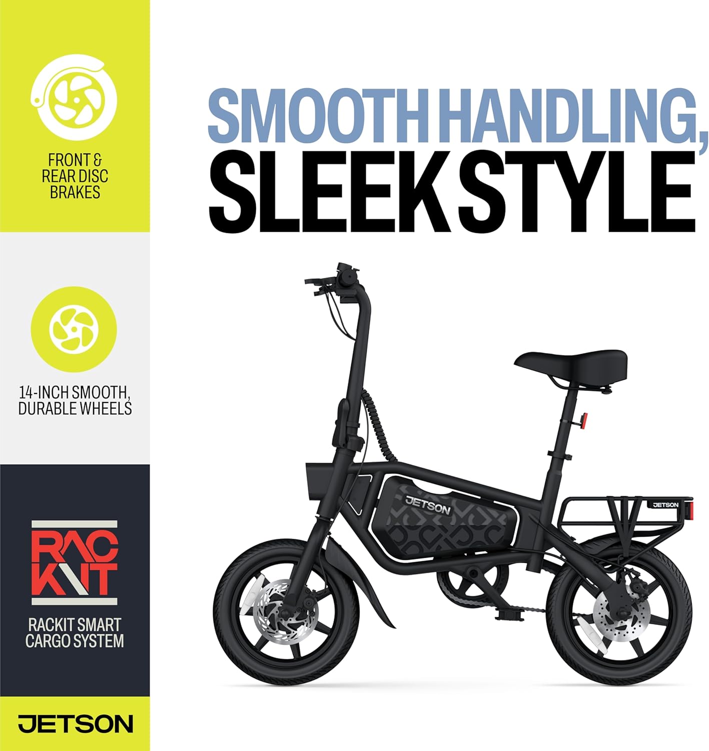 Jetson Bolt Pro Max Electric Folding Bike,14 Inch Wheels, 15.5 MPH Speed, Black