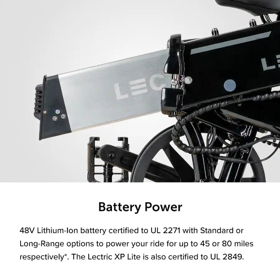 Lectric eBikes - XP Lite2 Foldable Standard Battery Belt Drive eBike: 45 miles Max Operating Range & 20 mph Max Speed - Unisize - JW Black